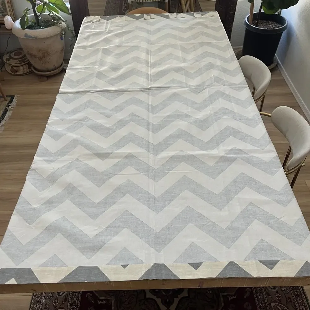 2 West Elm Gray Chevron Zig Zag Cotton Window Panels 48